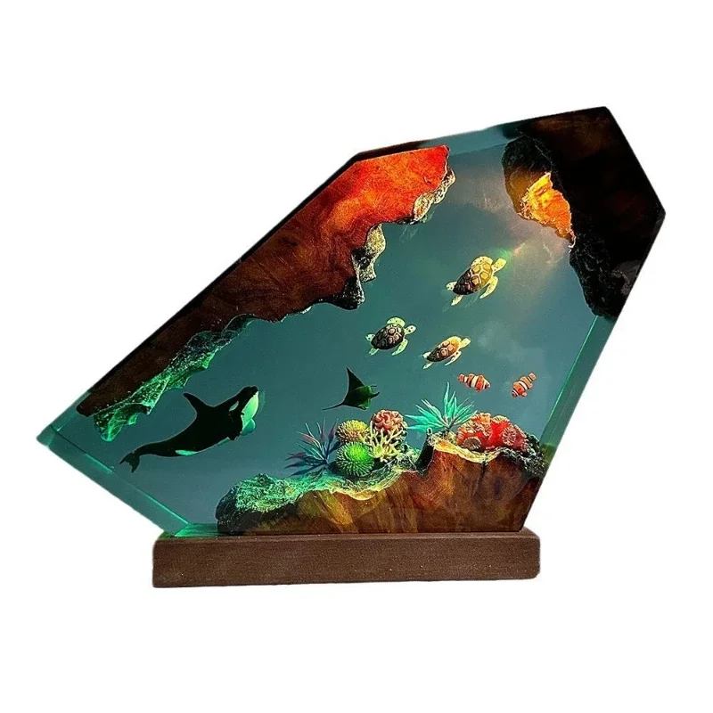 

Killer whale, turtle, devil fish, small night light, deep sea world resin light design creative gift childlike fun