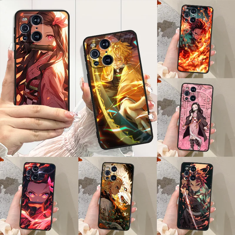 Demon Slayer Black Phone Case For OPPO Find X2 X3 X5 Reno 5 6 7 8 10 11 Lite Neo Pro Plus 4G 5G Funda Soft Cover Shell Capa