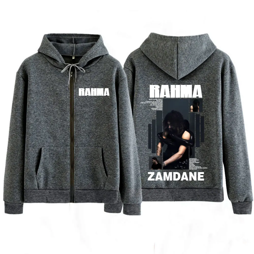 مغني الراب Zamdane RAHMA ألبوم الوجهين طباعة هوديي طويلة الأكمام Vintage جاكيت زيبرا بلايز الرجال النساء موضة زمم البلوز