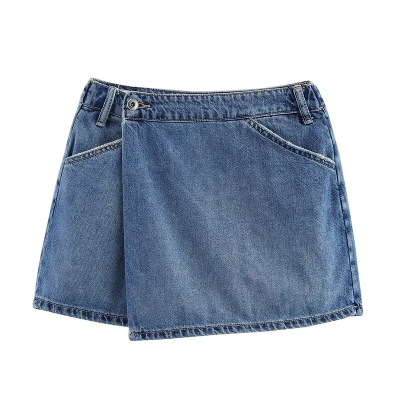

New Summer 2025 Women's Cotton Denim Simple Mid-Waist Skirt Pants Design Sensation Faionable Versatile ort Length