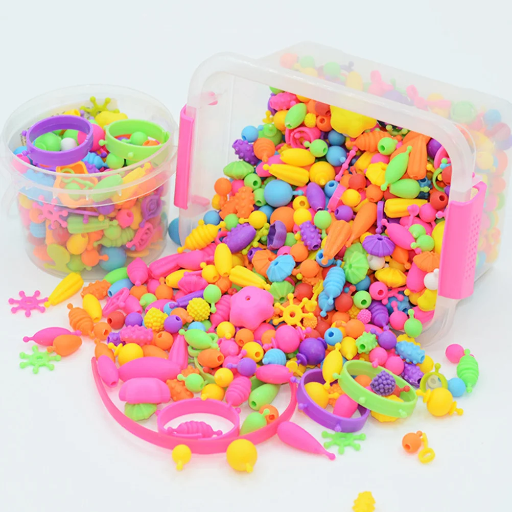 1 caja de cuentas de plástico Diy para Kit de formas variadas coloridas, conjunto de joyería hecha a mano para niños, fiesta educativa creativa