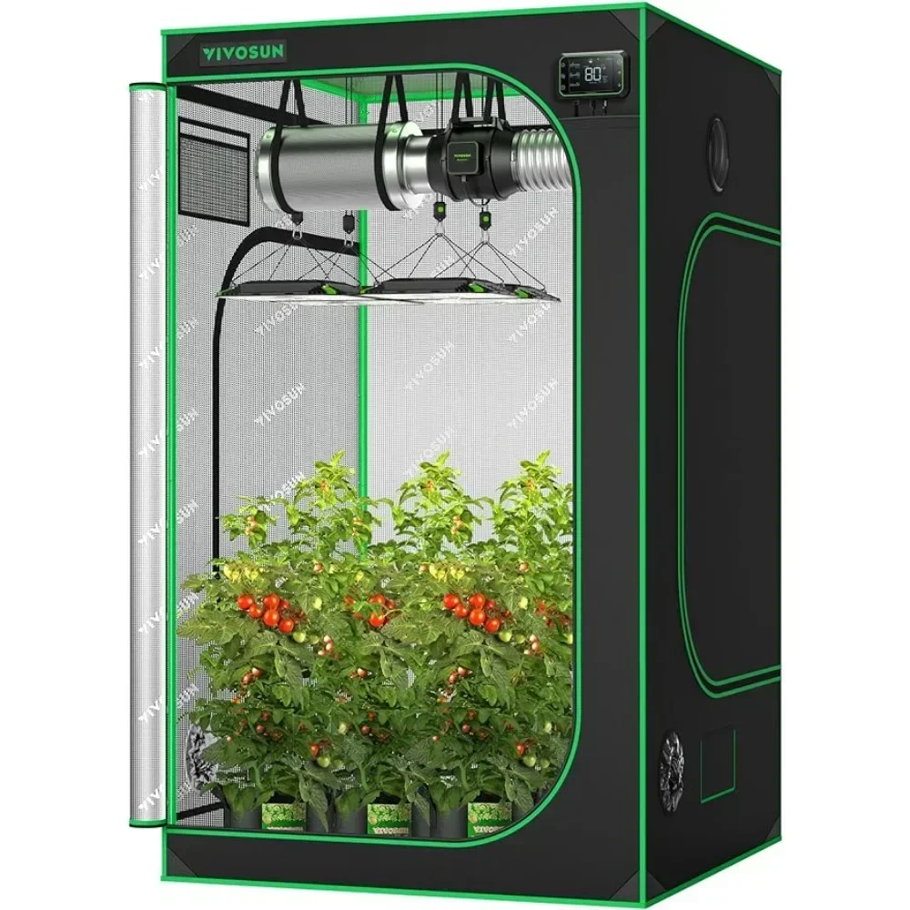 

y 4x4 Grow Tent, 48"x48"x80" High Reflective Mylar with Observation Window and Floor Tray for Hydroponics Indoor Plant