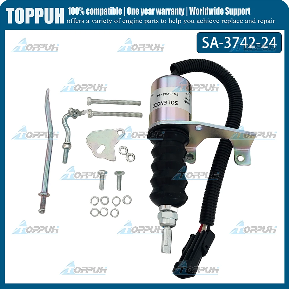 New SA-3742-24 24V Fuel Shut Off Solenoid Valve 3974947 SA-3742-24 for Cummins 5.9L 6BT Engines