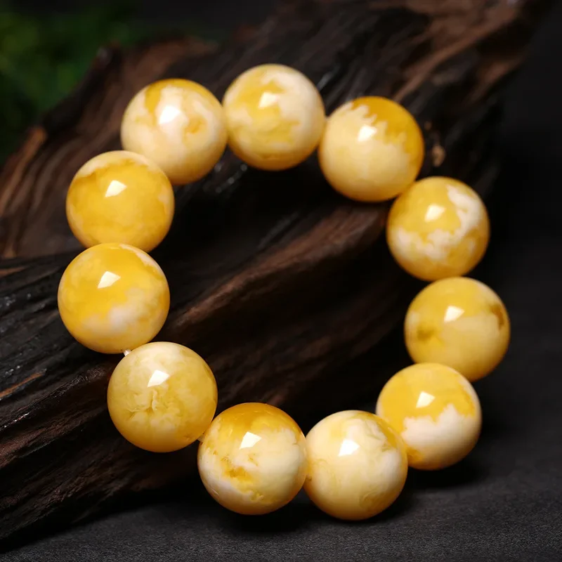 Russian Beeswax Bracelets Men's White Beeswax Bracelets Women's Amber Raw Ore Chicken Oil Yellow Natural Amber Jewelry