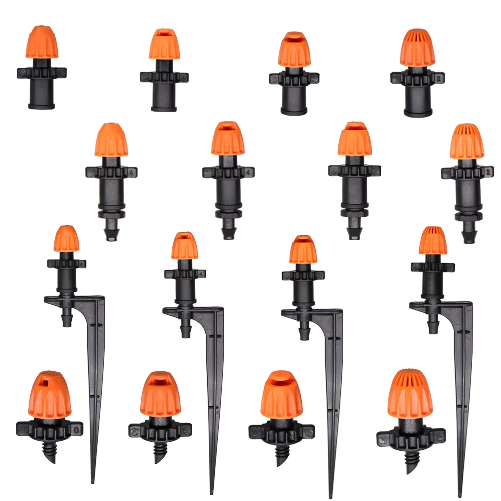 15PCS 90°/180°/360°/Strip Irrigation Water Sprinkler Wooden Pile Barb Screw Connector Suitable for Potted Plants And Landscaping