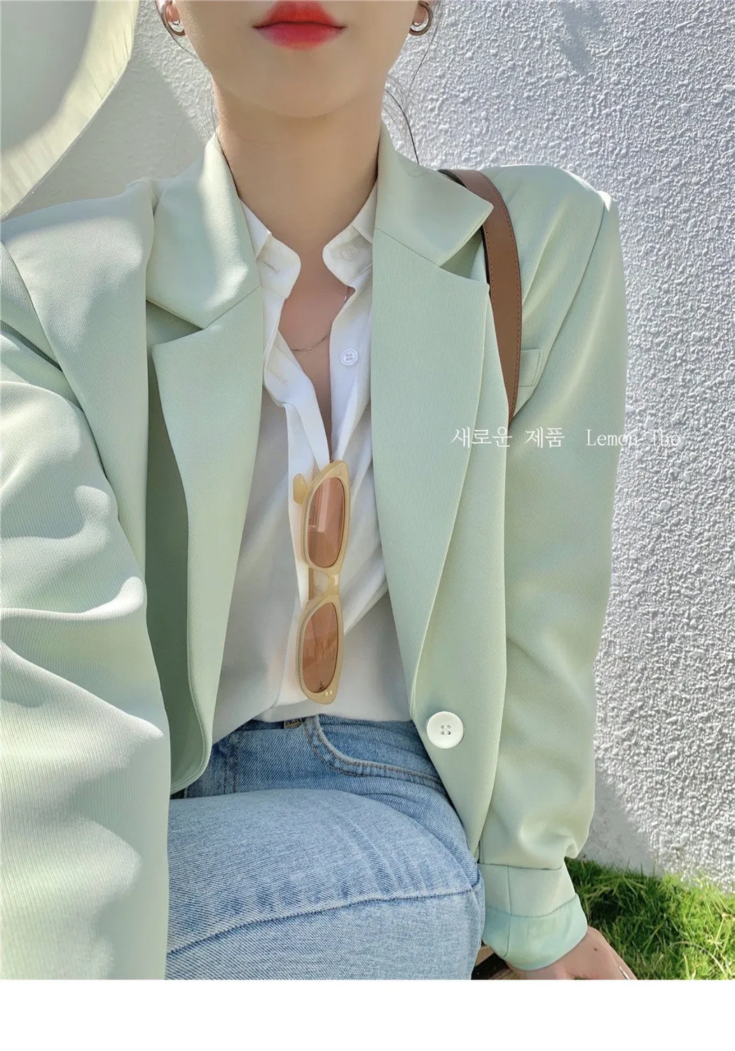 

Blazers Female Summer Women'S Suit Crew Zip Age-Reducing Shimmer Splied Full-Length Extended Newkorean Hemline X-Long Lazy