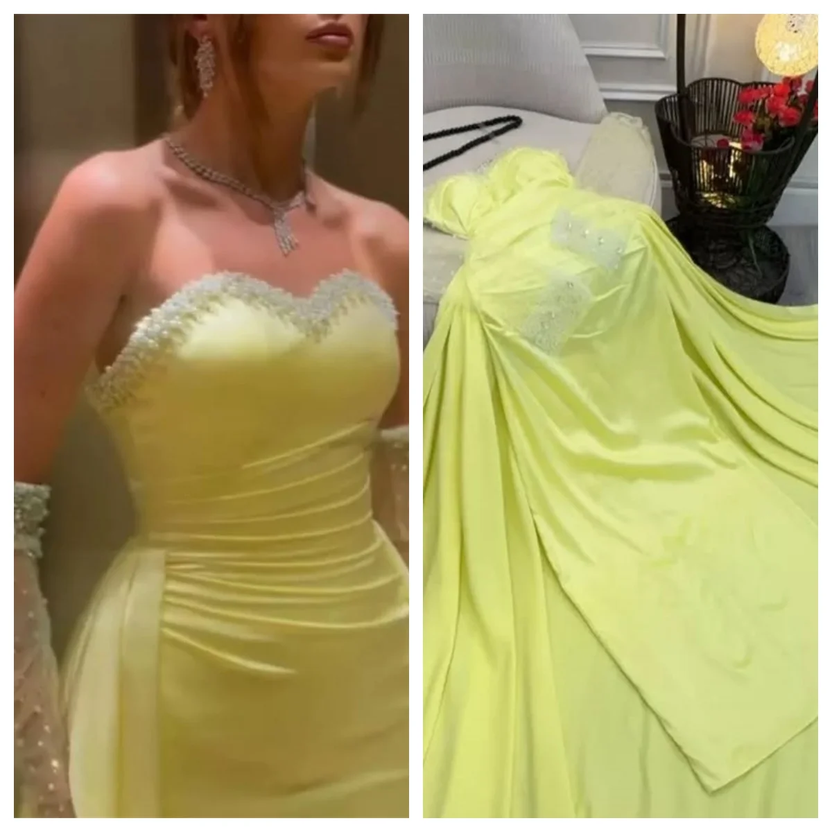 Abito da sera personalizzato Squisita jersey senza spalline Manica staccabile A-Line Lunghezza caviglia Perline Abiti increspati per occasioni speciali