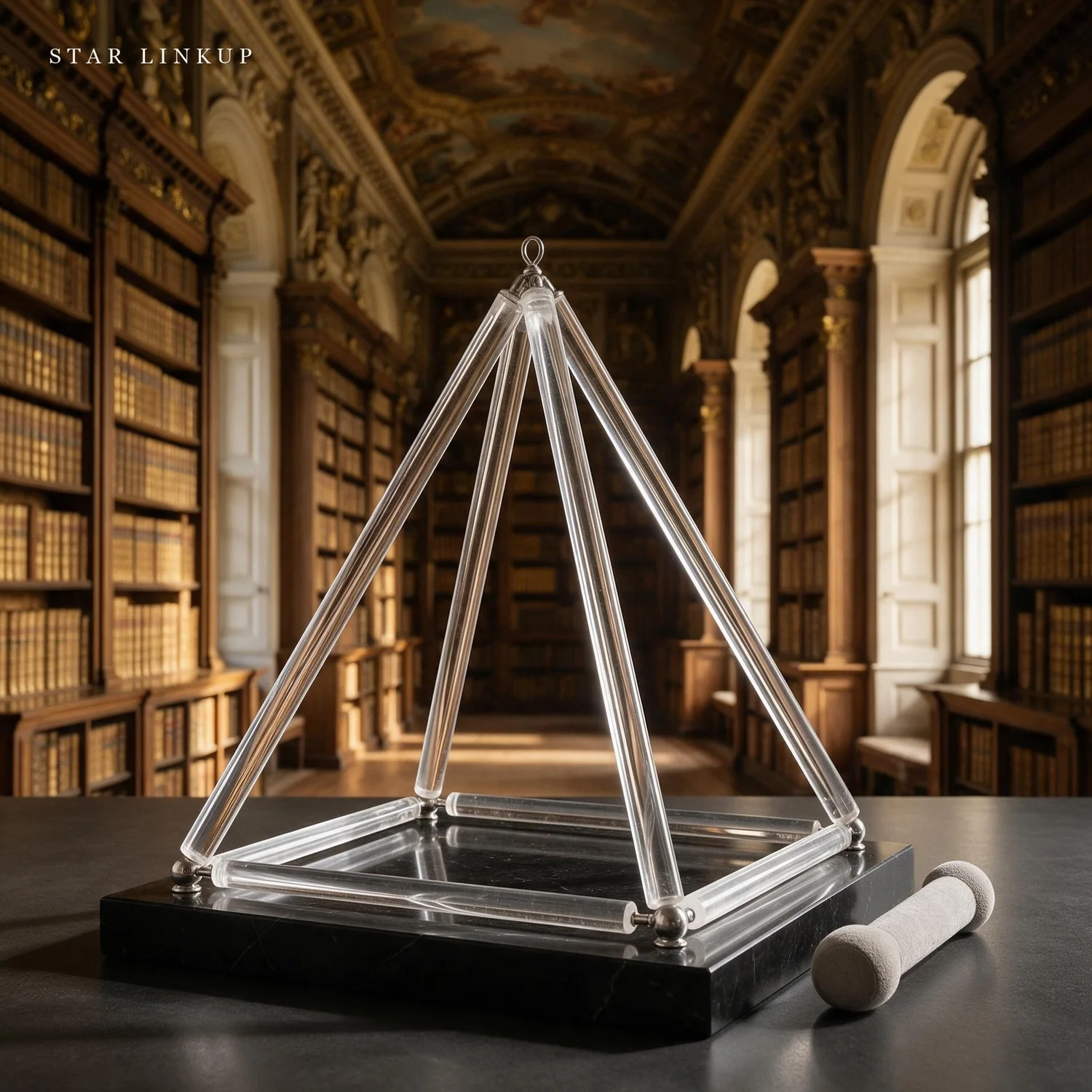 STAR LINKUP, pyramide de cristal de quartz transparent de 30 cm (12 pouces) pour la guérison sonore et la méditation, avec maillet. Instrument en cristal fabriqué à la main, offrant un son chaud et prolongé, idéal pour la pratique quotidienne de la méditation et la relaxation profonde.
