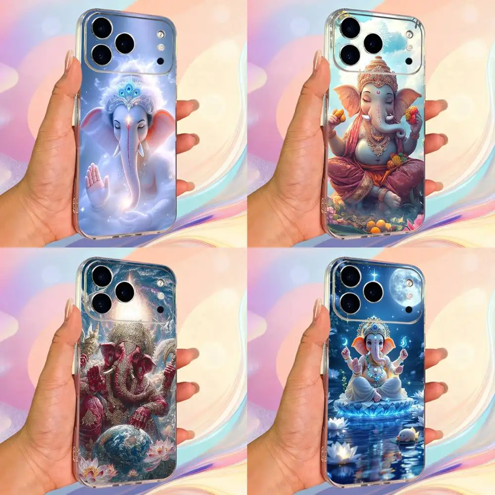 

India Faith Art Ganesha Phone Case For iPhone 14,13,12,11,17,16,15,Pro,Max,Plus,X,XS,XR,SE,Mini Transparent Soft Cover