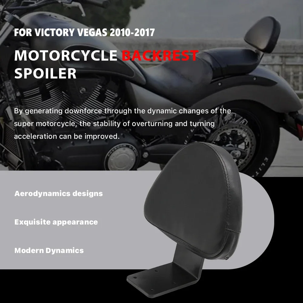 Motorcycle Leather Backrest Pillow, Rear Passenger Seat, For Victory, High Ball, Vegas, 8-Ball, Kingspin 2003-2017