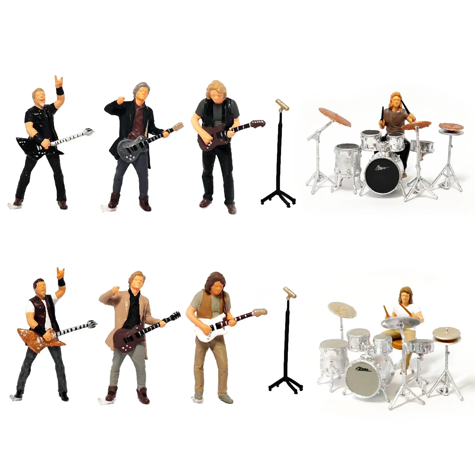 New 1/64 Miniature Rock Music Figures Resin Guitar Rack drum Band Percussion Diorama model toys for Children gifts for friends