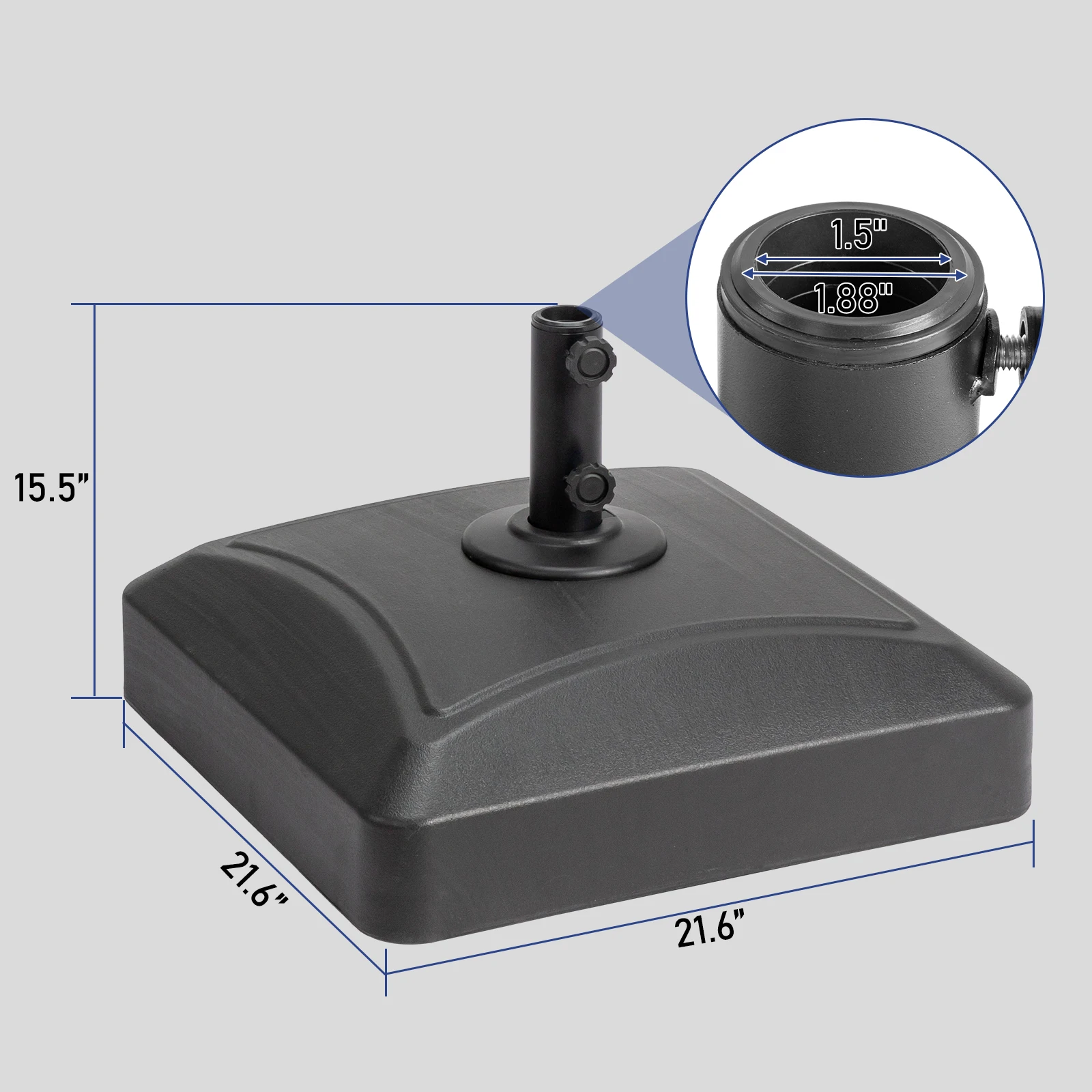 

21.6" Plastic Water Injection Base with Wheel