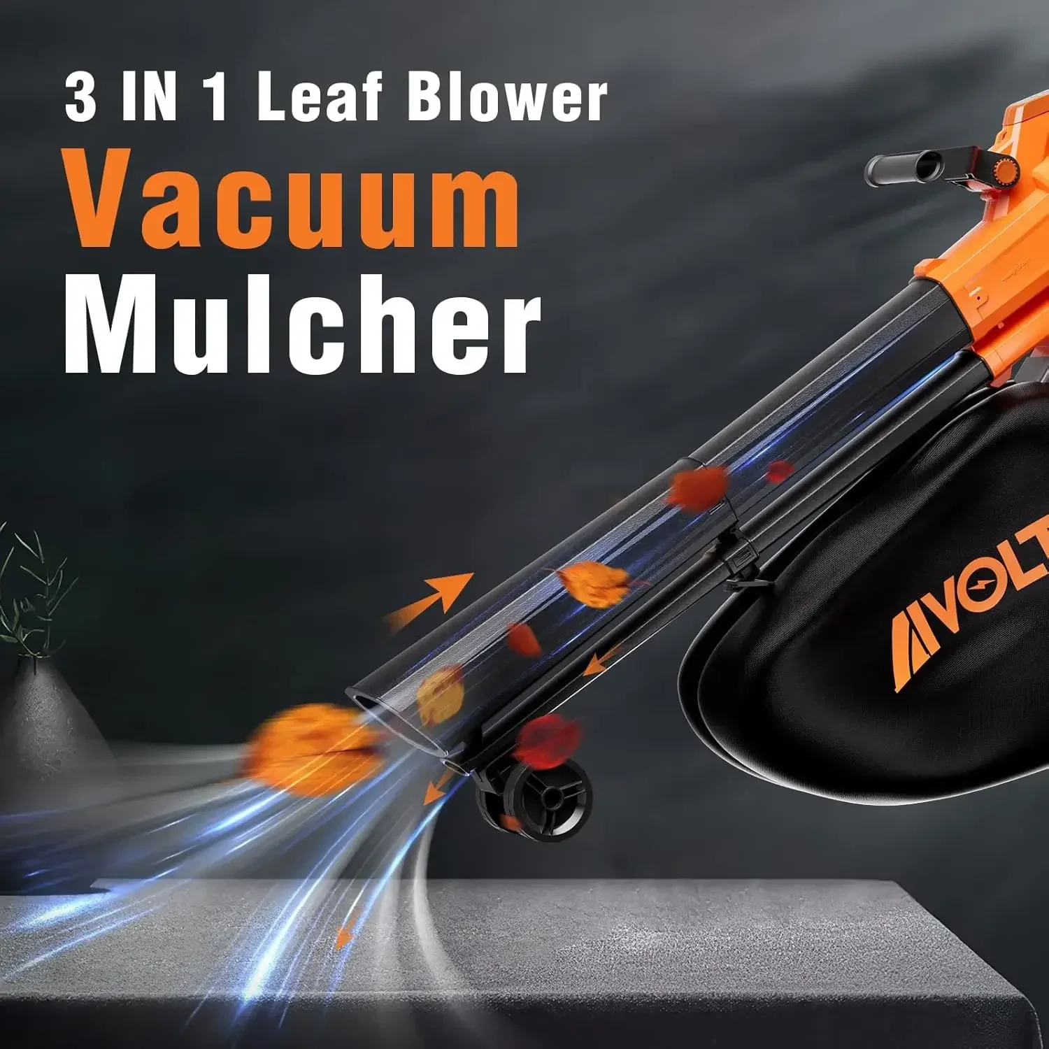 Cordless Leaf Blower Vacuum Mulcher with Bag 40L, 3 in 1 Battery Powered Leaf Blower 40V, 150MPH Air Speed, 4 Speed Modes, with