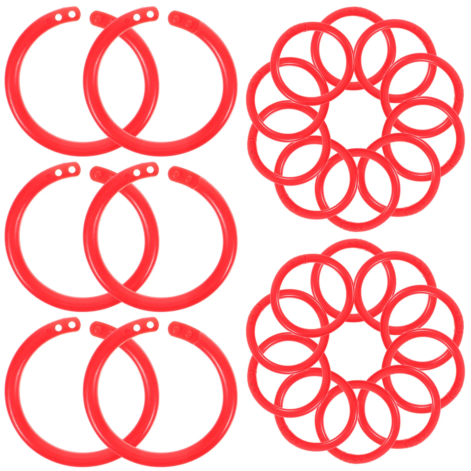 

100pcs Binder Rings 20mm Red Plastic DIY Supplies for Notebook Planner Flashcards Scrapbook Albums Office Use