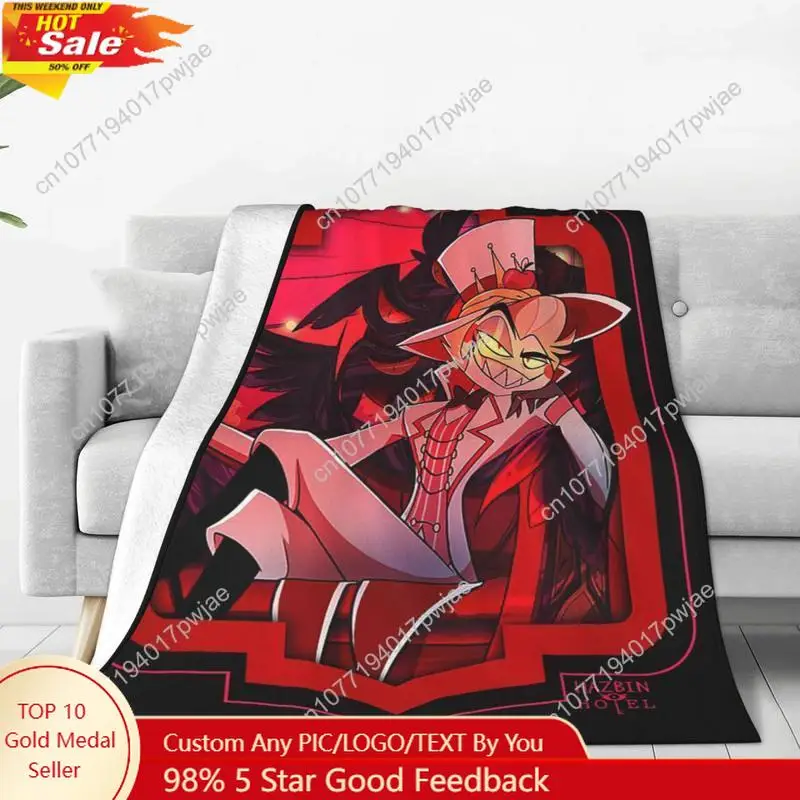 

Hazbin Lucifer Cartoon Hotels Blankets Flannel Printed Alastor Action Anime Portable Lightweight Throw Custom blankets