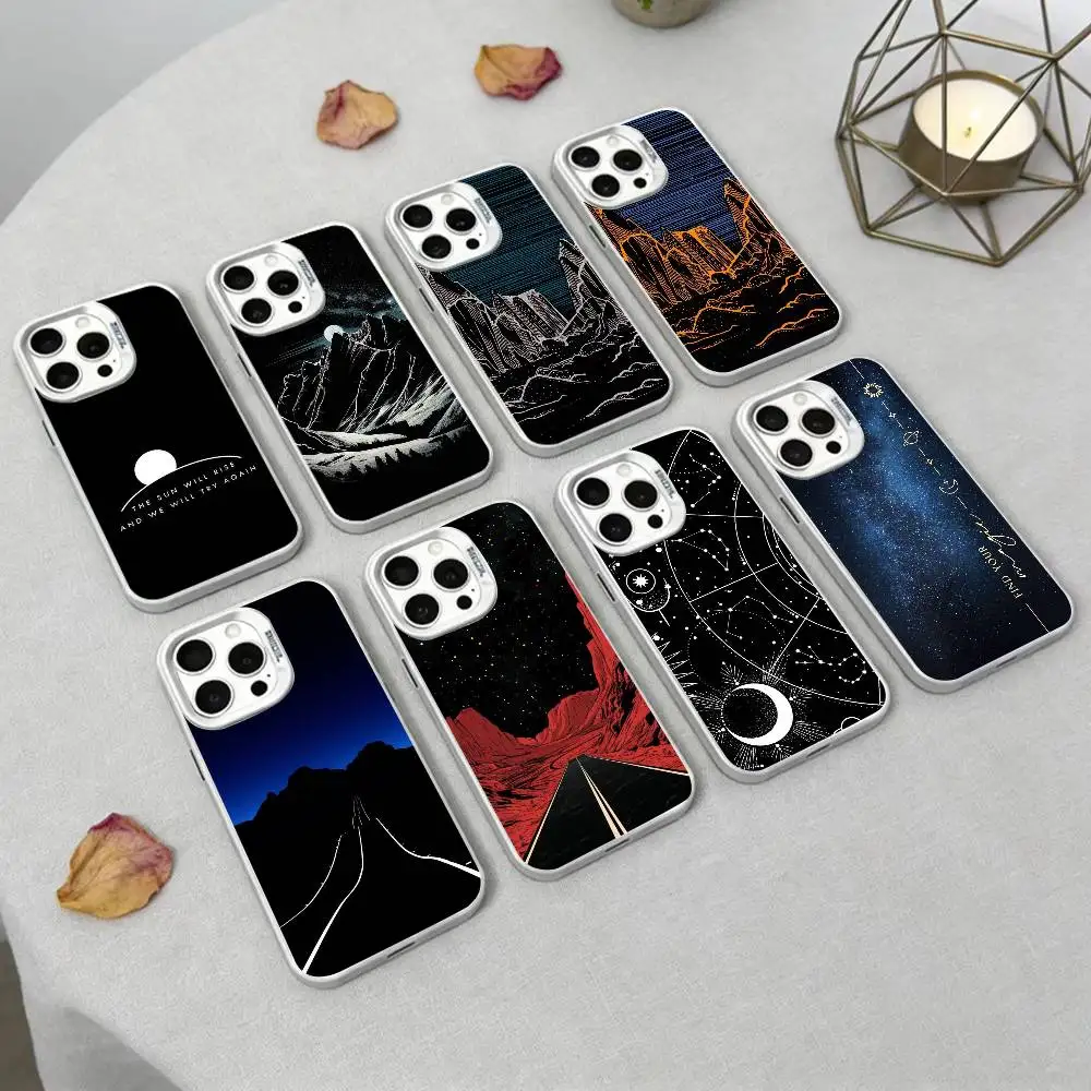 

Dark Space Astrology Mountain Phone Case For iPhone 17,16,15,14,13,12,Pro MAX Black Matte Shockproof Cover