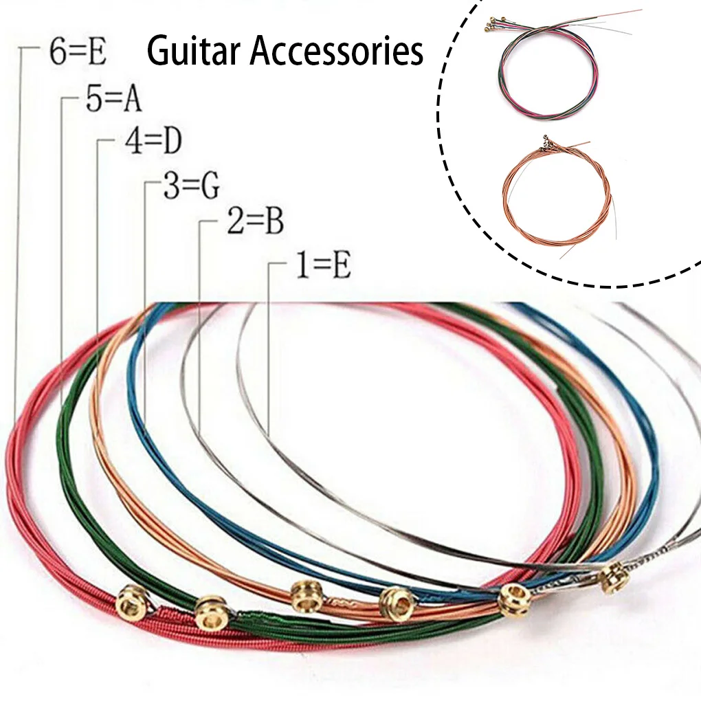 

Набор струн для акустической гитары, 6 шт., разноцветные Струны для акустической, классической гитары, деревянные цветные Струны для гитары