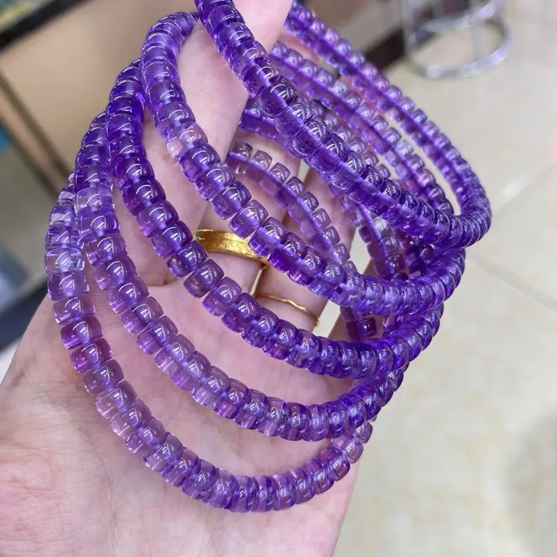 1piece 6A Amethyst roundelle 5.5-6mm bracelet wholesale nature FPPJ