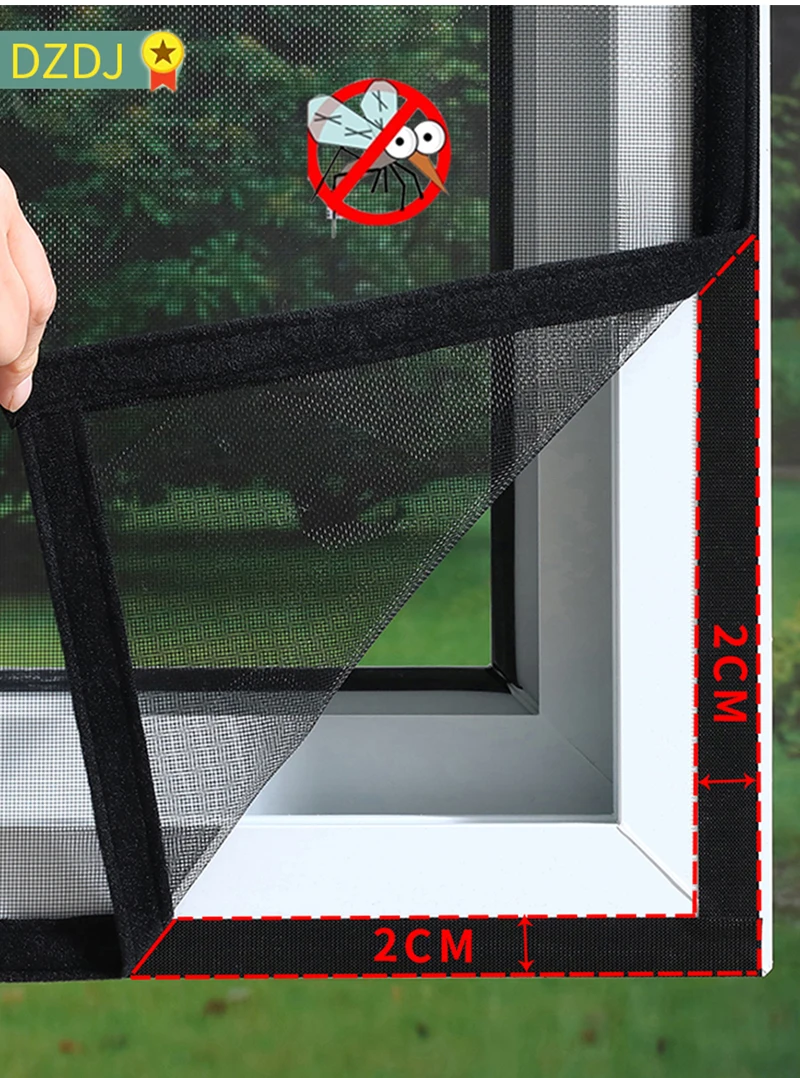 Selbstklebende, wiederverwendbare Moskitonetze für Fenster, Anti-Moskito-Fenstergitter, Tüll, im Sommer waschbares Netz, anpassbare Größe – Detail 6