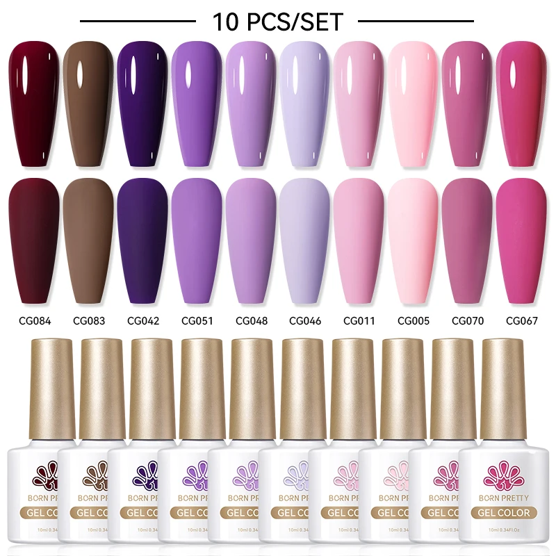 BORN PRETTY 6/10PCS Herfst Gel Nagellak Set Rood Koffie Bruin Paars Vernis Semi Permanente Losweken UV LED Nail Art Salon Kit