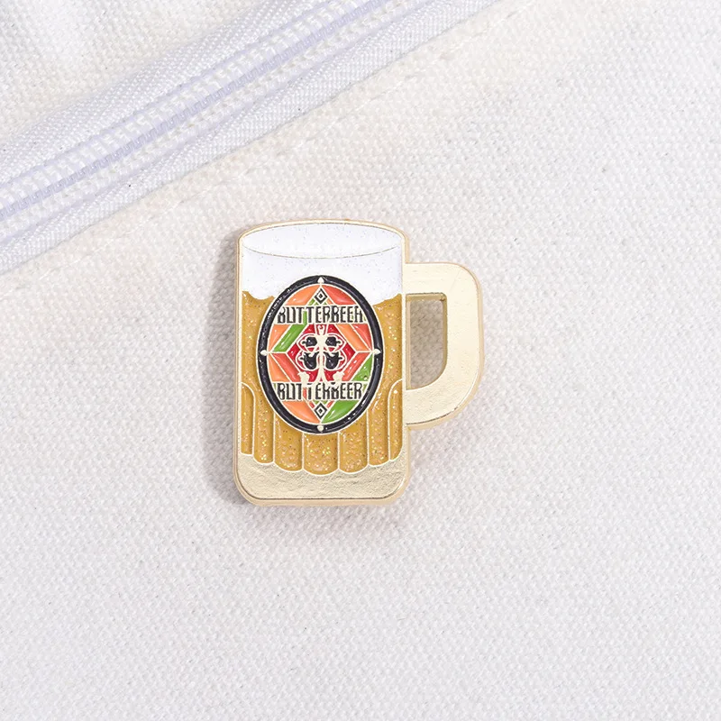 Butterbeer Enamel Pins Custom Hiphop Bar Party Brooches Lapel Badges Funny Jewelry Gift for Friends Music Lover