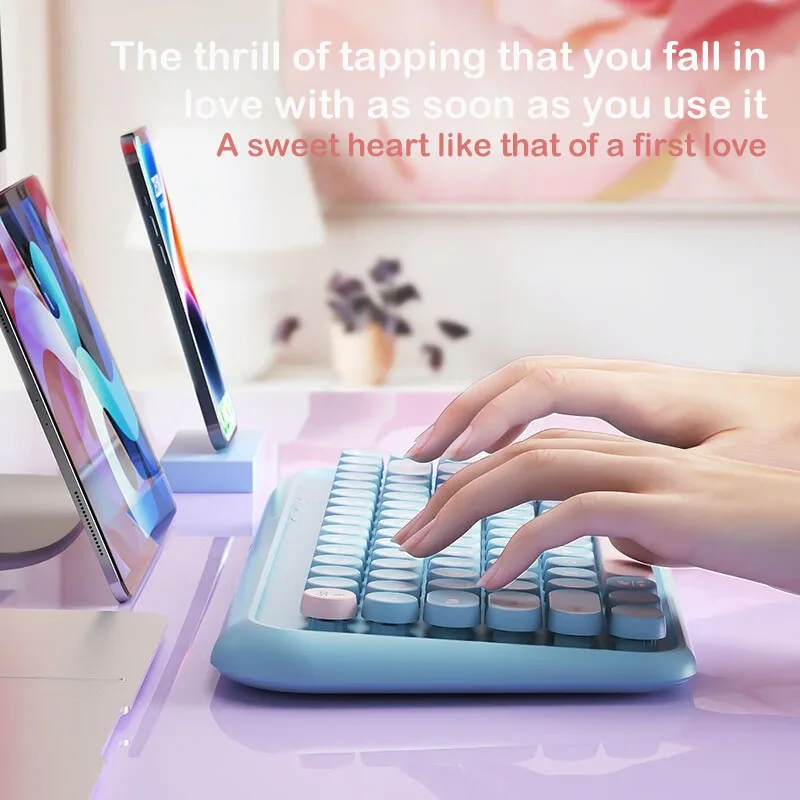 لوحة مفاتيح بلوتوث لاسلكية B.O.W K500D مع صوت خفيف، طراز قديم، رفيعة جدًا ومحمولة للاستخدام المكتبي #3