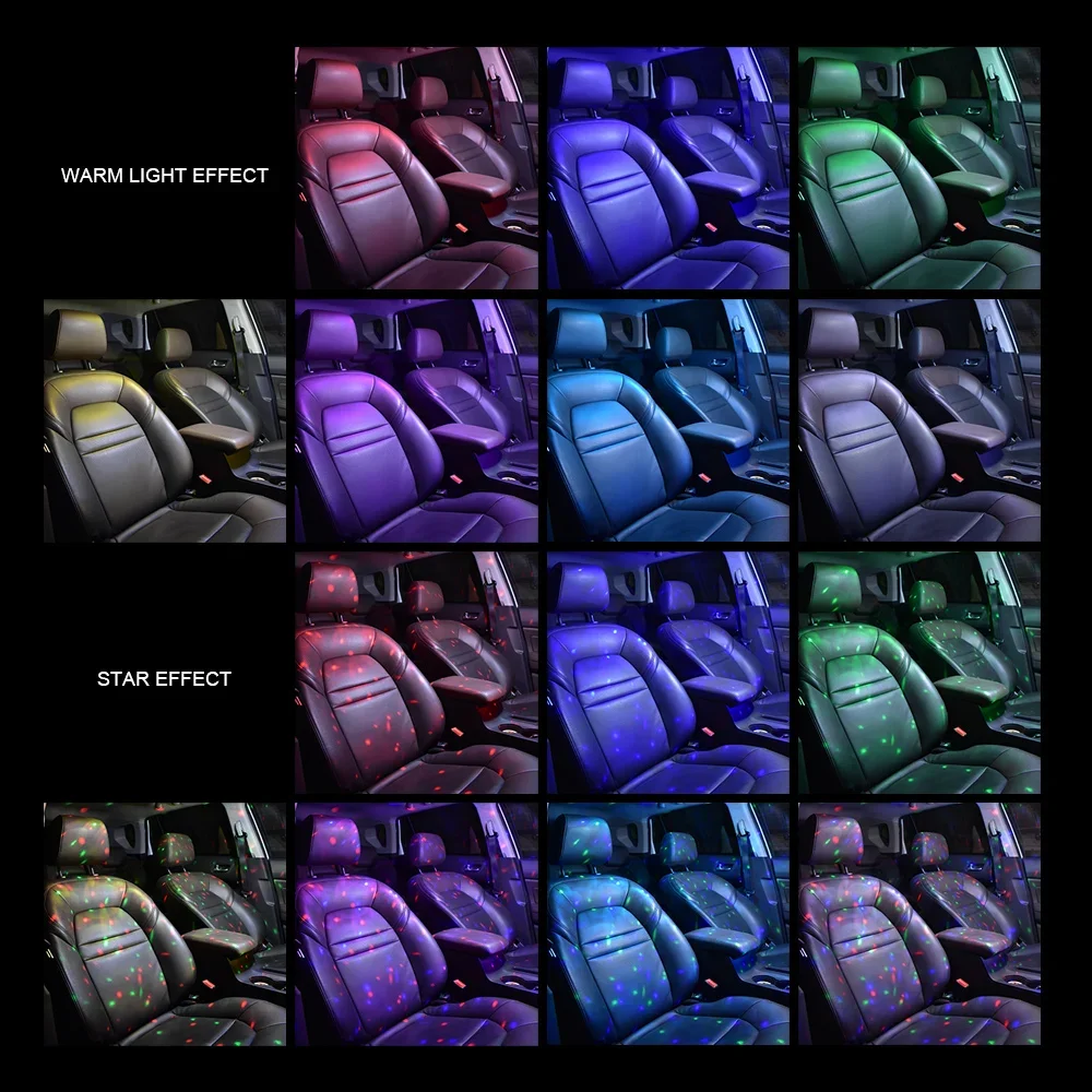 سيارة السماء المرصعة بالنجوم ضوء الإسقاط DJ ضوء USB RGB جو لاسلكي 5 طرق أضواء الزخرفية الداخلية للمنزل قابلة للشحن #6