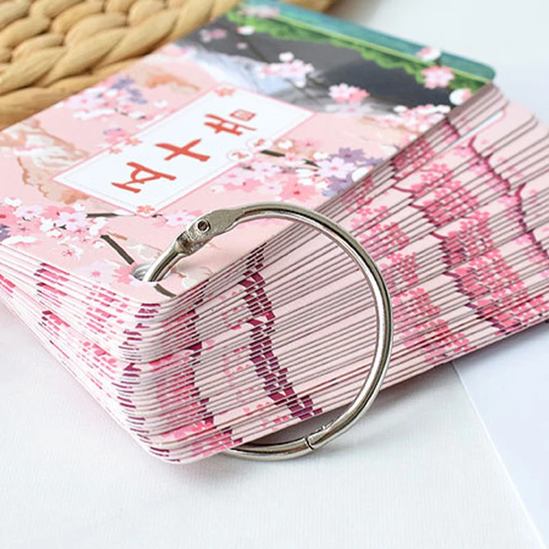 Zero Basic Japanese Kids Getting Started Self-Study 50 Kana Notes Quick Word Card Ring Button Children Portable Learning Cards