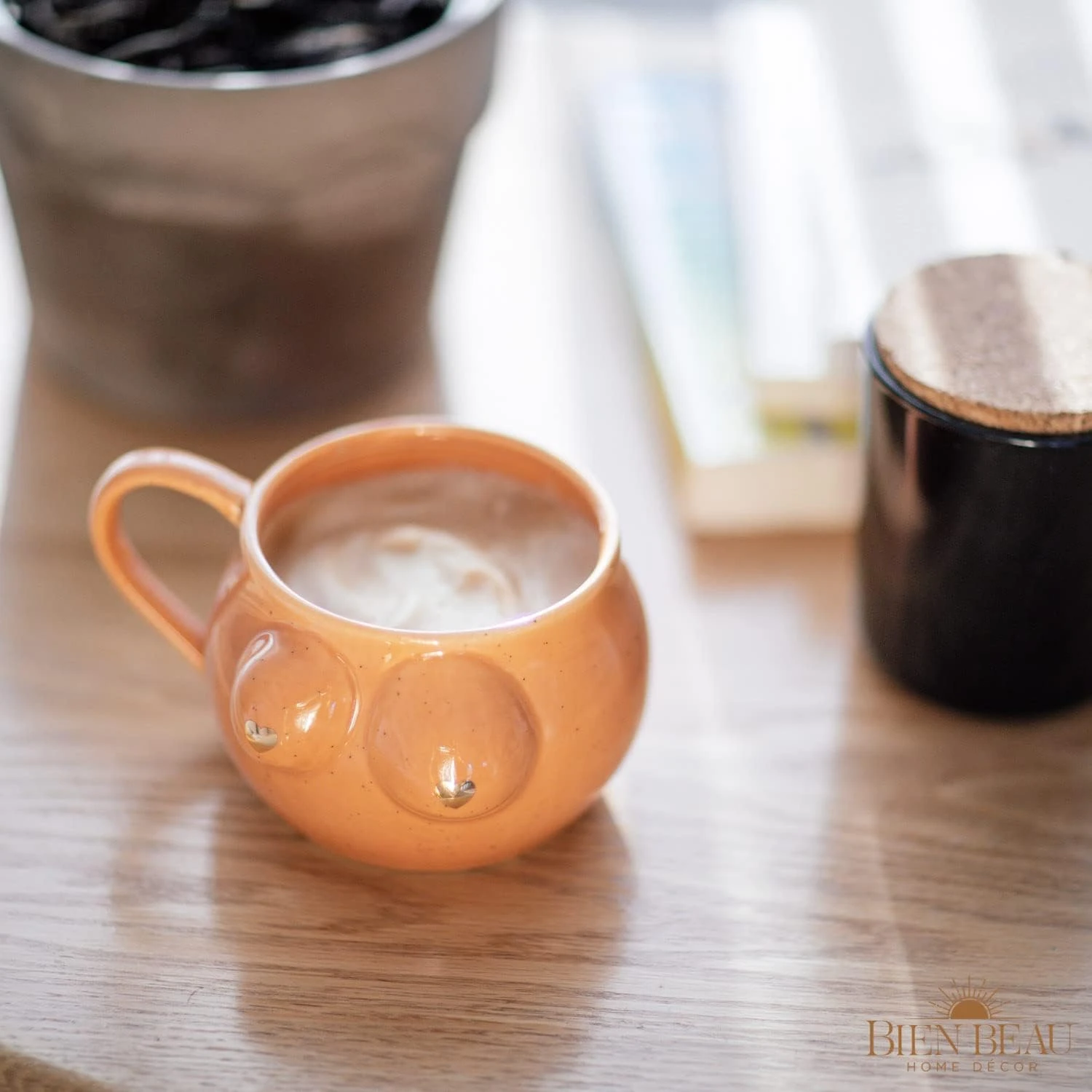 Unique Large Golden Heart Ceramic Mug - Quirky Feminist Tea Cup Gift for Female, Female Body Planter Vase, Eclectic Home Decor P