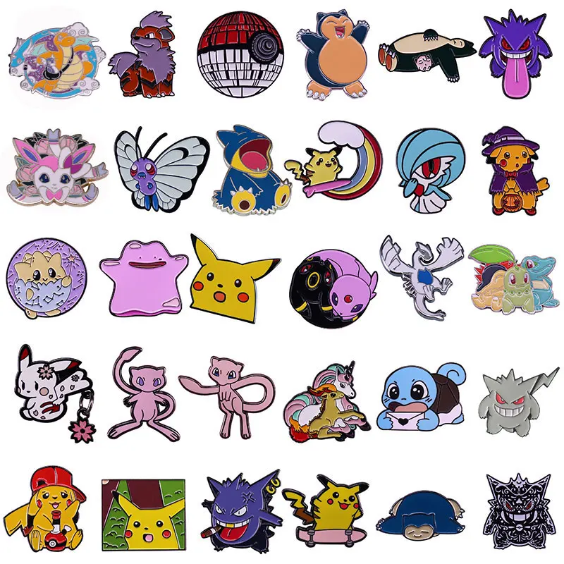 Pokemon Enamel Pins Collect Kawaii Sprite Pikachu Gengar Metal Cartoon Brooch Backpack Hat Bag Collar Lapel Badges