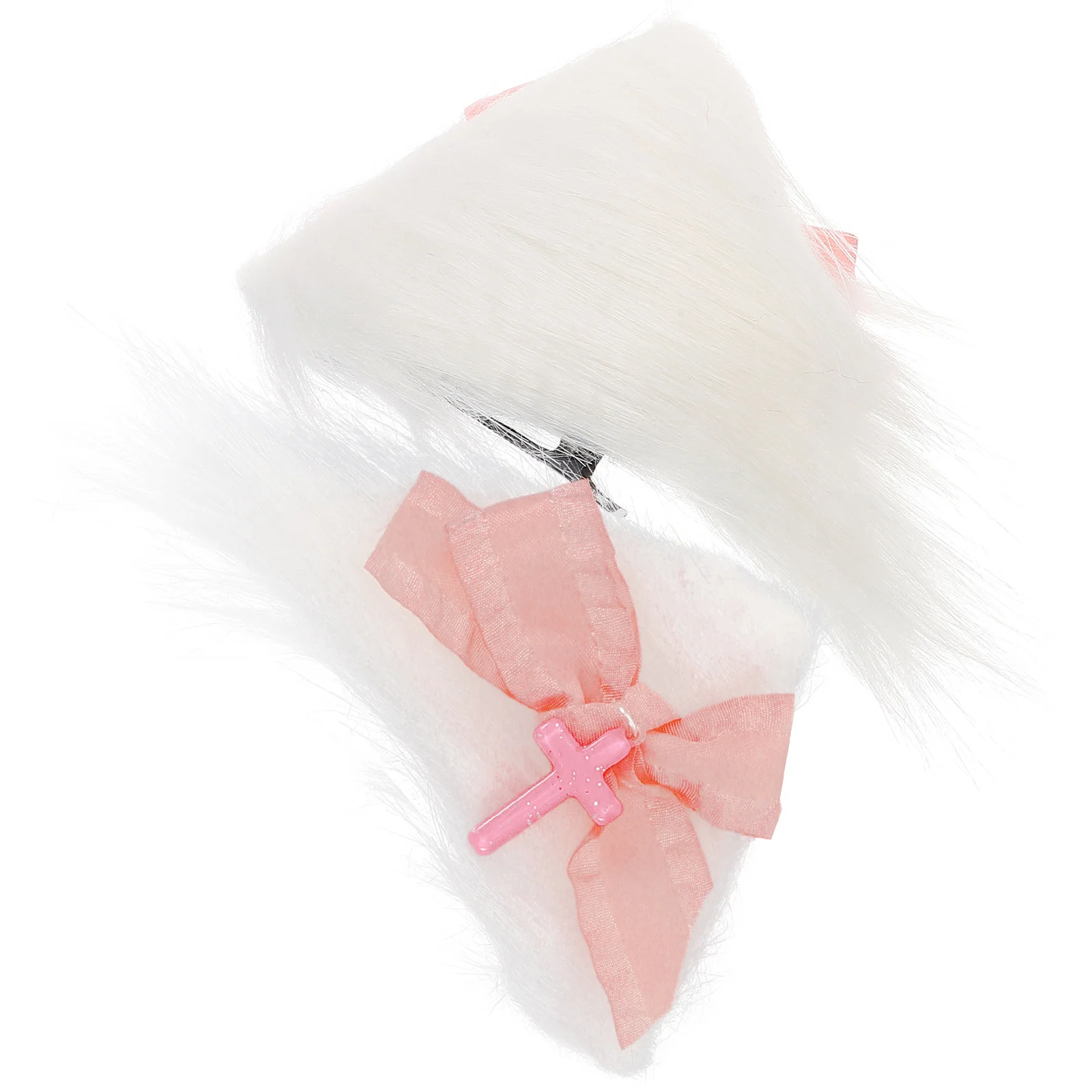 

1 пара заколок для волос с ушками животных, заколки с милым крестом, чистые белые кошачьи уши, аксессуары, карнавальный костюм, вечеринка на Хэллоуин