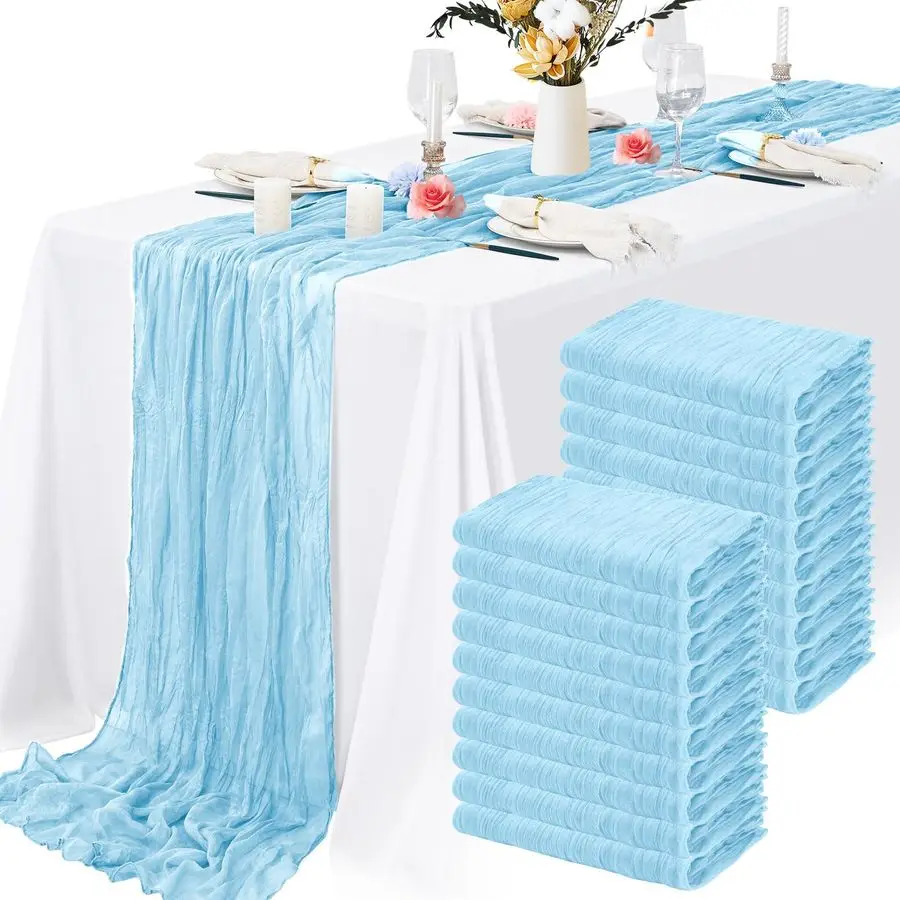 

Скатерть-дорожка из марлевой ткани в стиле бохо, 10 футов, винтажная, рустик, полупрозрачная, для свадеб, вечеринок, торжеств