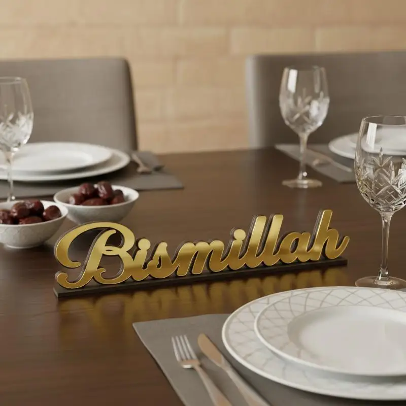 Eid Mubarak Table Ornament With Moon Star Lantern Gold Silver Acrylic Islamic Home Decoration Gift For Ramadan Kareem