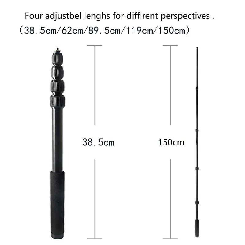 BEXIN-Vara de selfie invisível de liga de alumínio, tripé ultraleve, pólo de extensão para câmera, DSLR, iPhone, Huawei, 1,5 m
