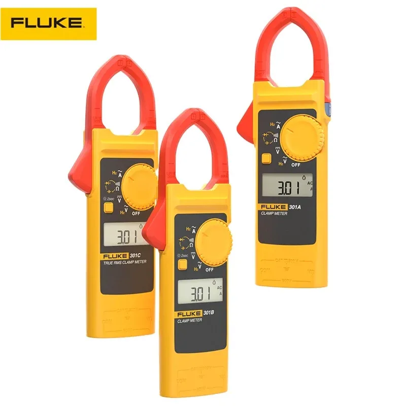 Fluke 301 Series 301D Clamp Meter 10mm Jaw AC Current AC/DC Volt Ω Frequency Test Resistance,Continuity,Diode,Capacitance