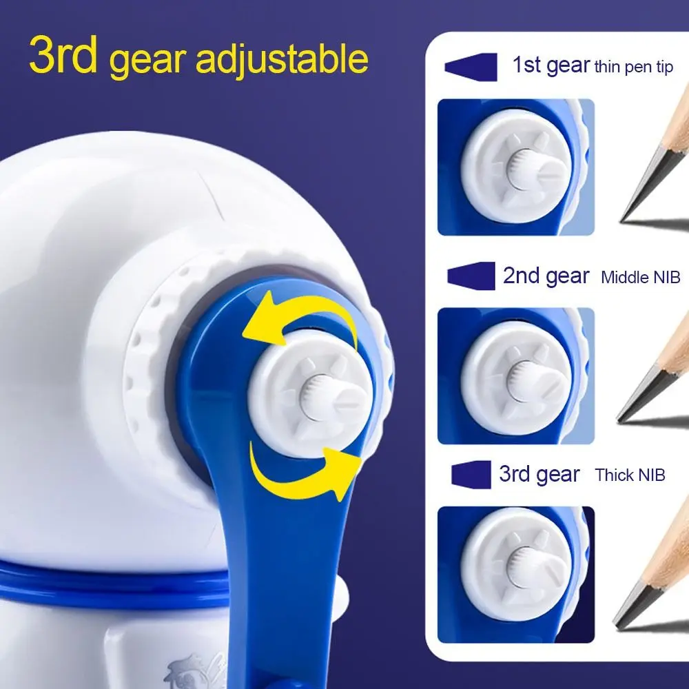 Cartoon Astronaut/Rabbit Shaped Third Gear Adjustable Hand-cranked Mechanical Tool Automatically Enters Lead Pencil Sharpener