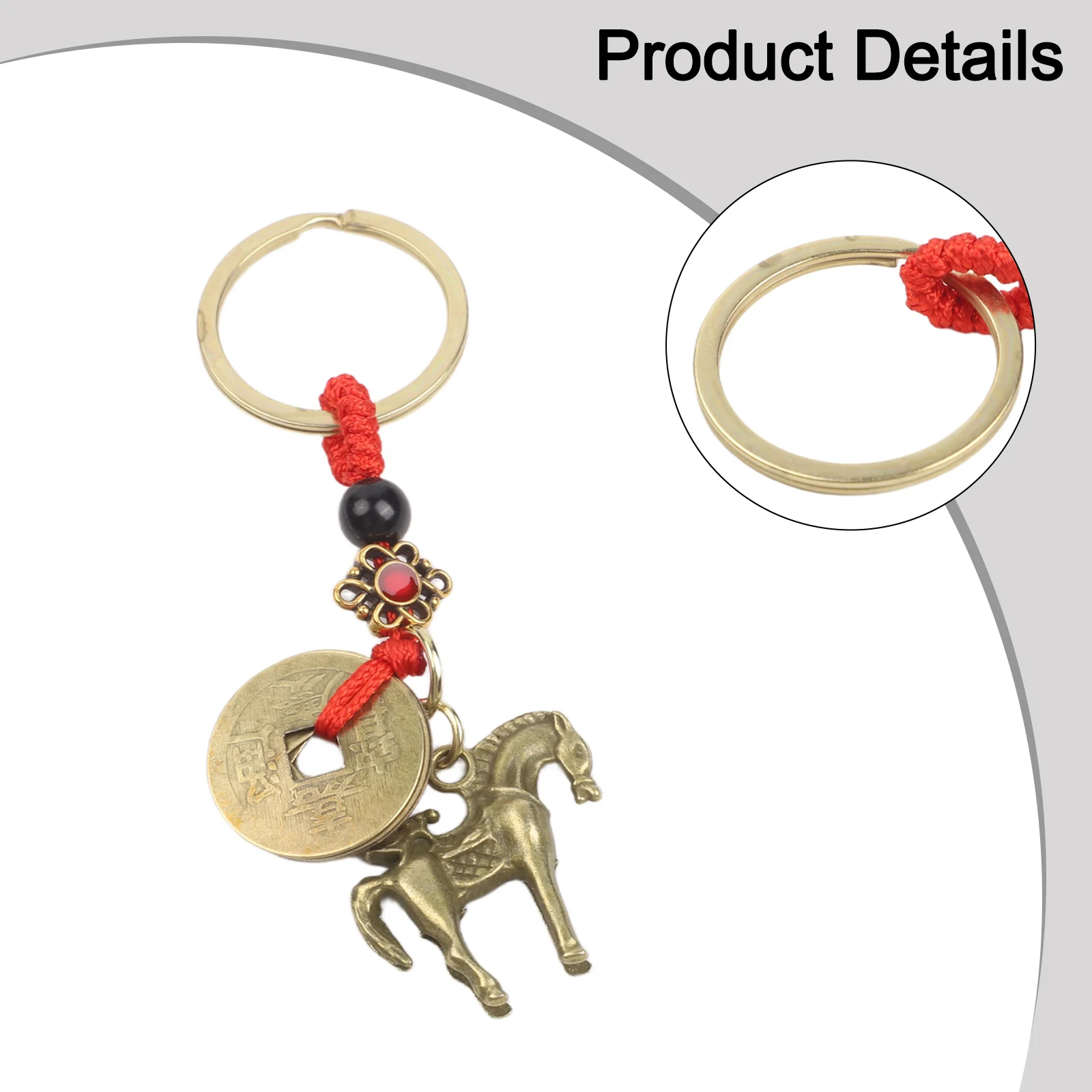 for war Horse for sculpture Brass Keychain Pendant with Artistic Craftsmanship Lucky Charm Decoration for Keys and Wallets