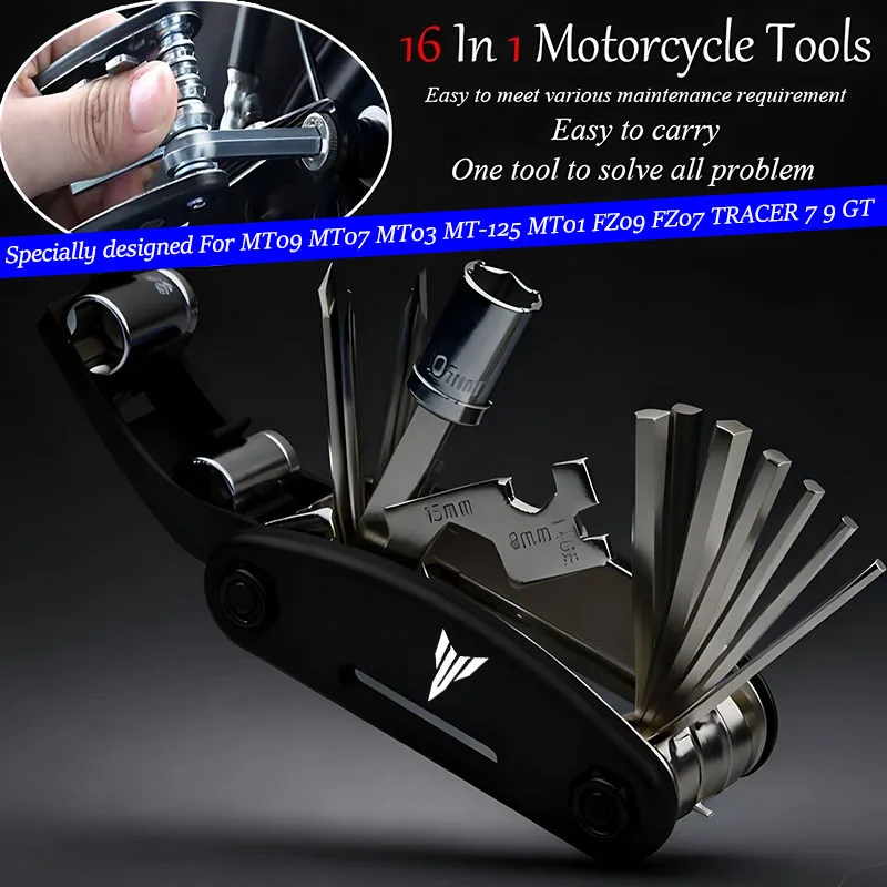 

Fit For MT09 MT07 MT03 MT-125 MT01 FZ09 FZ07 TRACER 7 9 GT Accessories Motorcycle CNC Portable Tool Repair Screwdriver Set