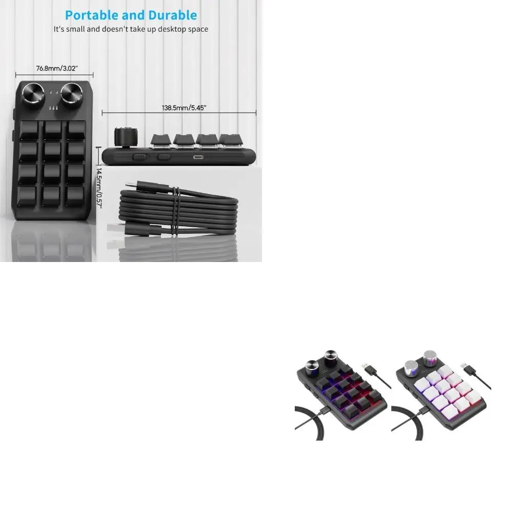 Teclado mecânico com uma mão 12 teclas programáveis ​​Teclado iluminação RGB