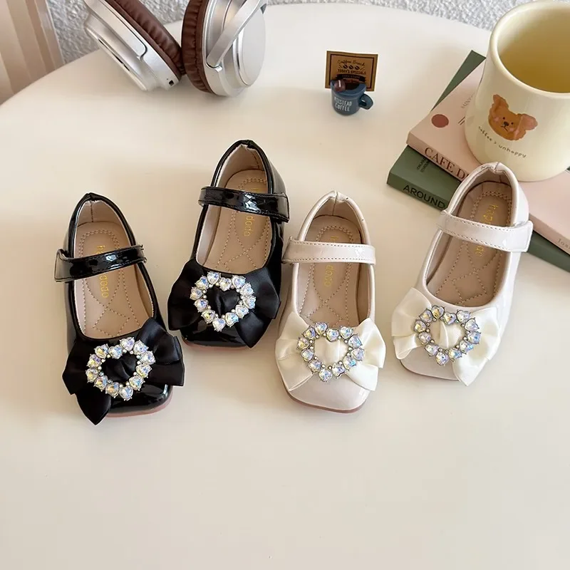 

Роскошные туфли принцессы для девочек, красивые детские туфли на плоской подошве из искусственной кожи с квадратным носком, весенняя свадебная детская обувь