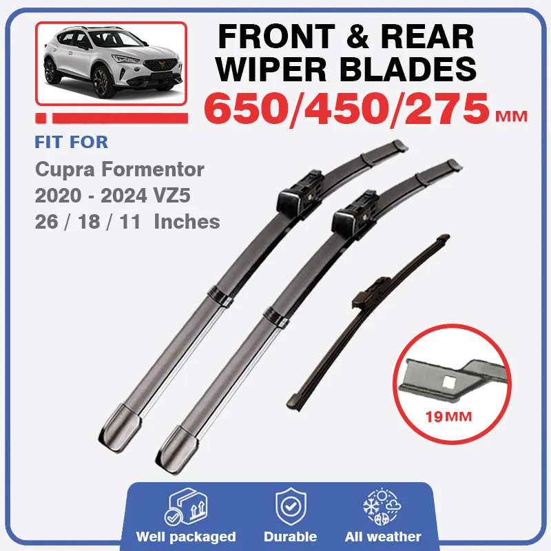 

Front Rear Wiper Blades For Cupra Formentor 2020 - 2024 VZ5 Windshield Window Windscreen Brushers Car Accessories 2021 2022 2023