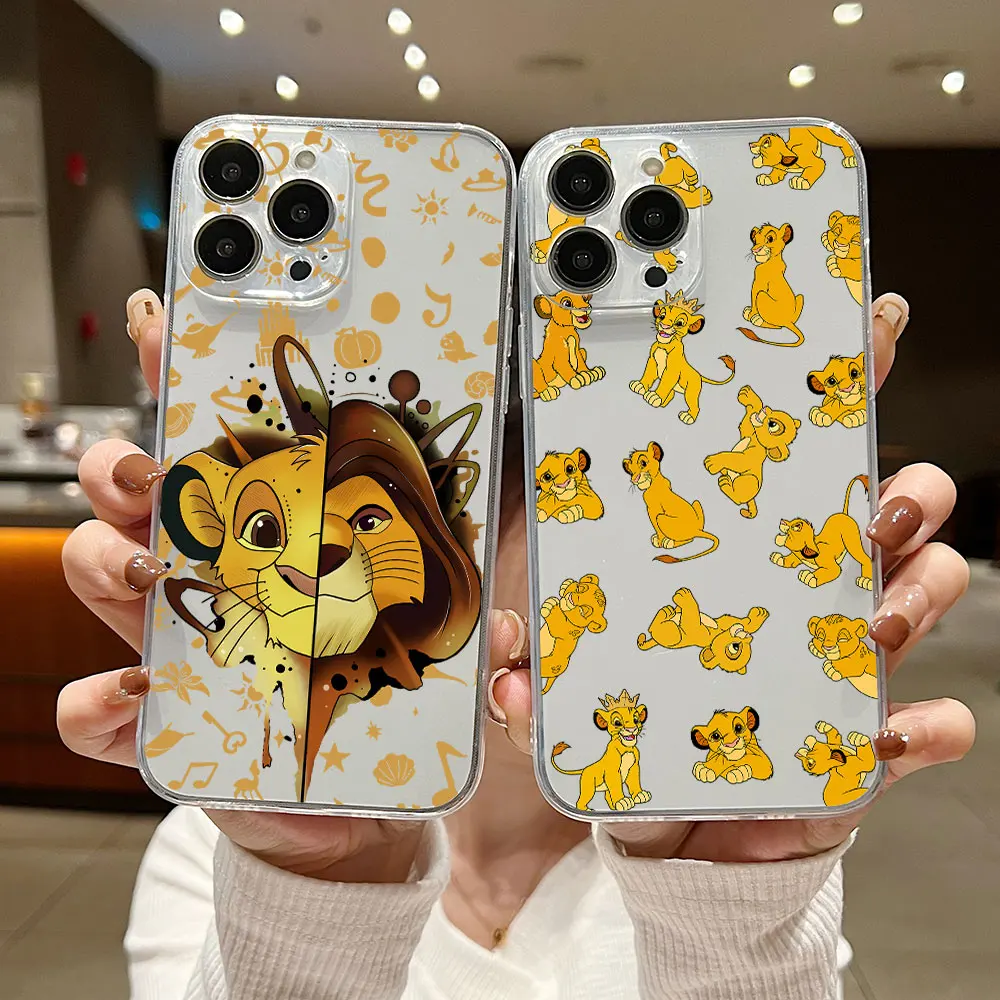 Cartoon Cute The Lion King Simba Phone Case For iphone 15 14 13 12 11 XS Pro Max Mini X XR 6 6S 7 8 Plus SE Transparent Capa