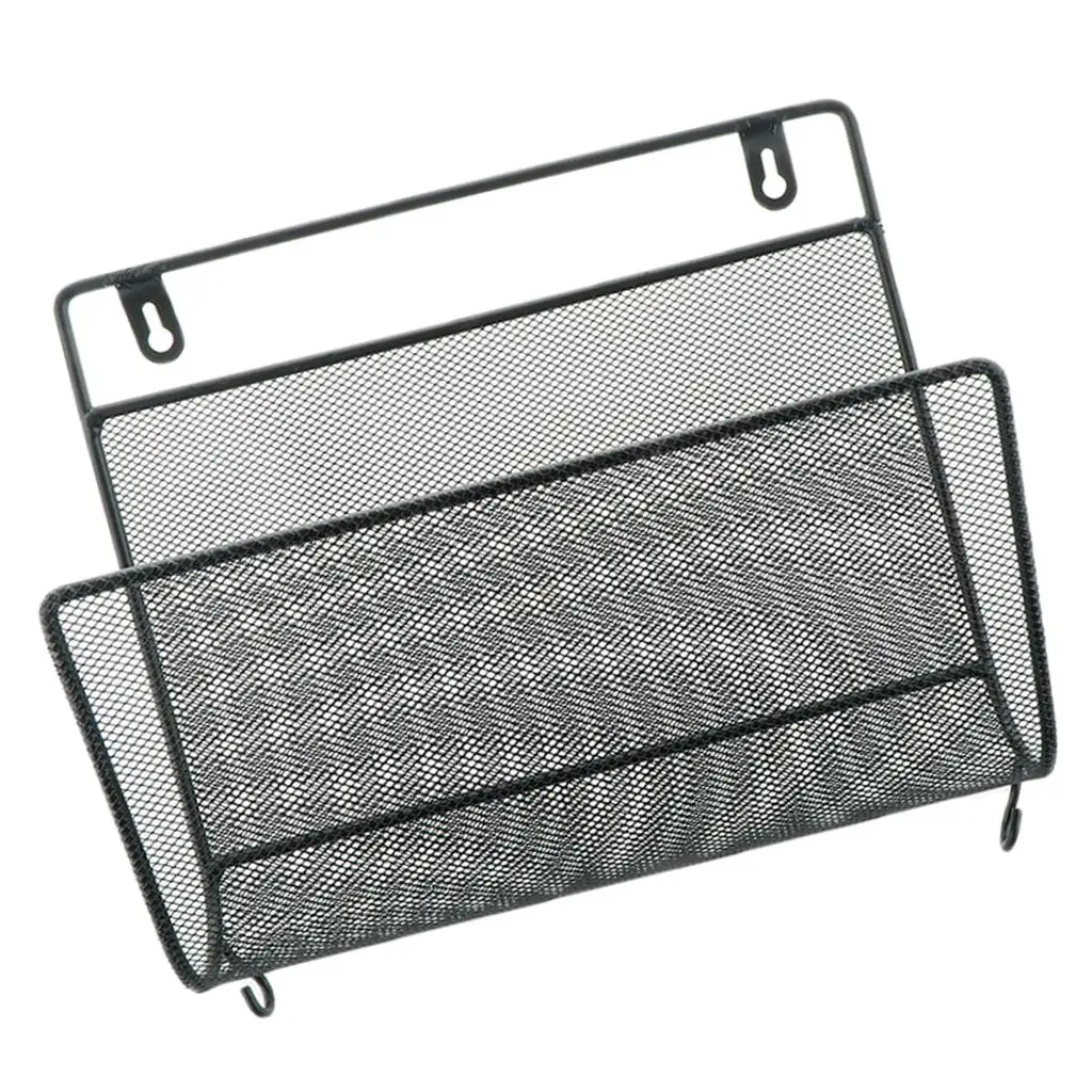 Laptop Storage Shelf Iron Wire Wall Mounted Magazine Rack Organizer Bin for Office and Home
