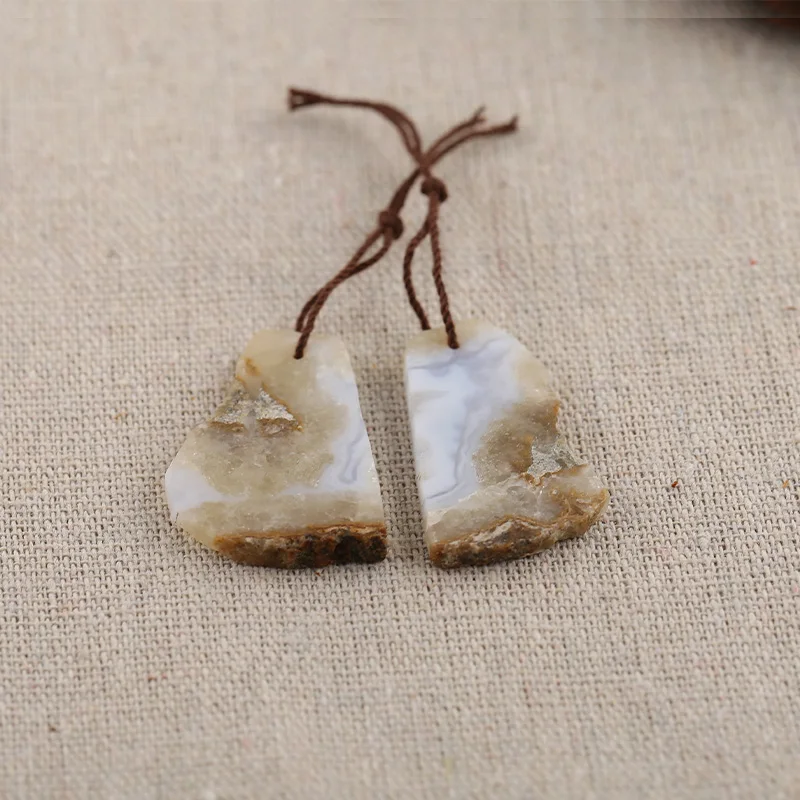 B&F Nugget Blue Lace Agate Pendant Beads, Handmade Natural stones beads, Polished Stones for jewelry Making Supplies