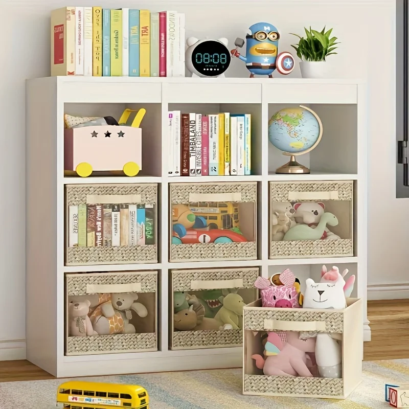 6 Pack Fabric Storage Cubes With Harvest Window, Foldable 11 Inch Cube Storage Bins, Storage Baskets Fo