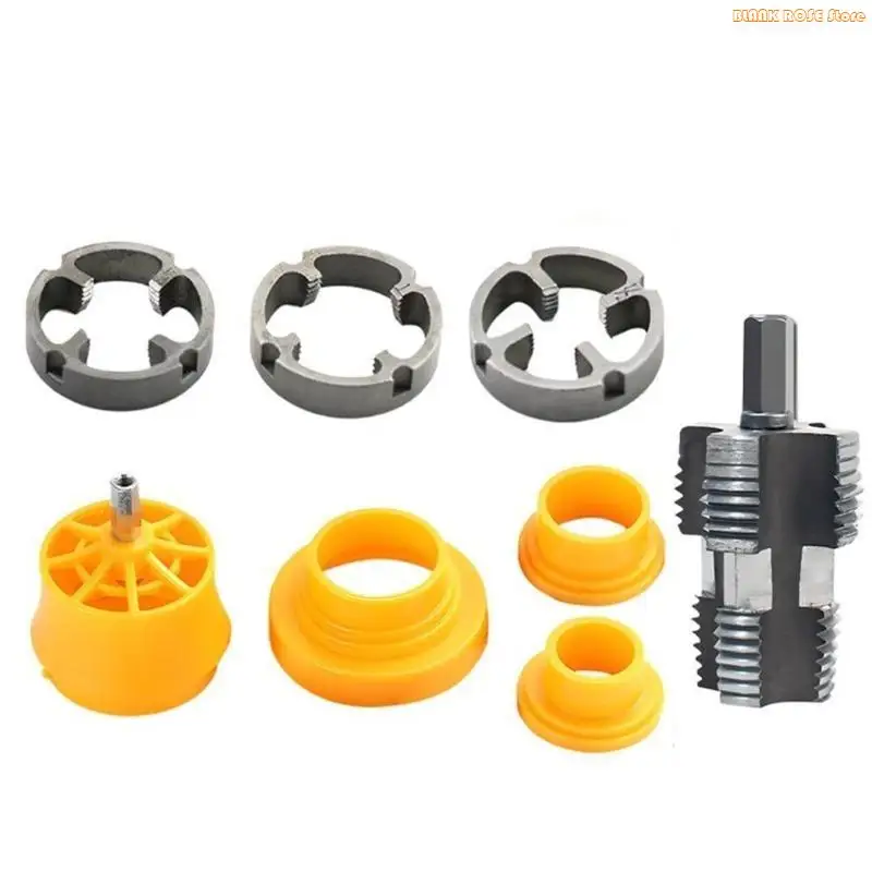 

K1AE Efficient PVC Thread Maker Tool Suitable for Electric Drill Plastic Pipe Tap Die Set with 3 Size Home & Professional Use
