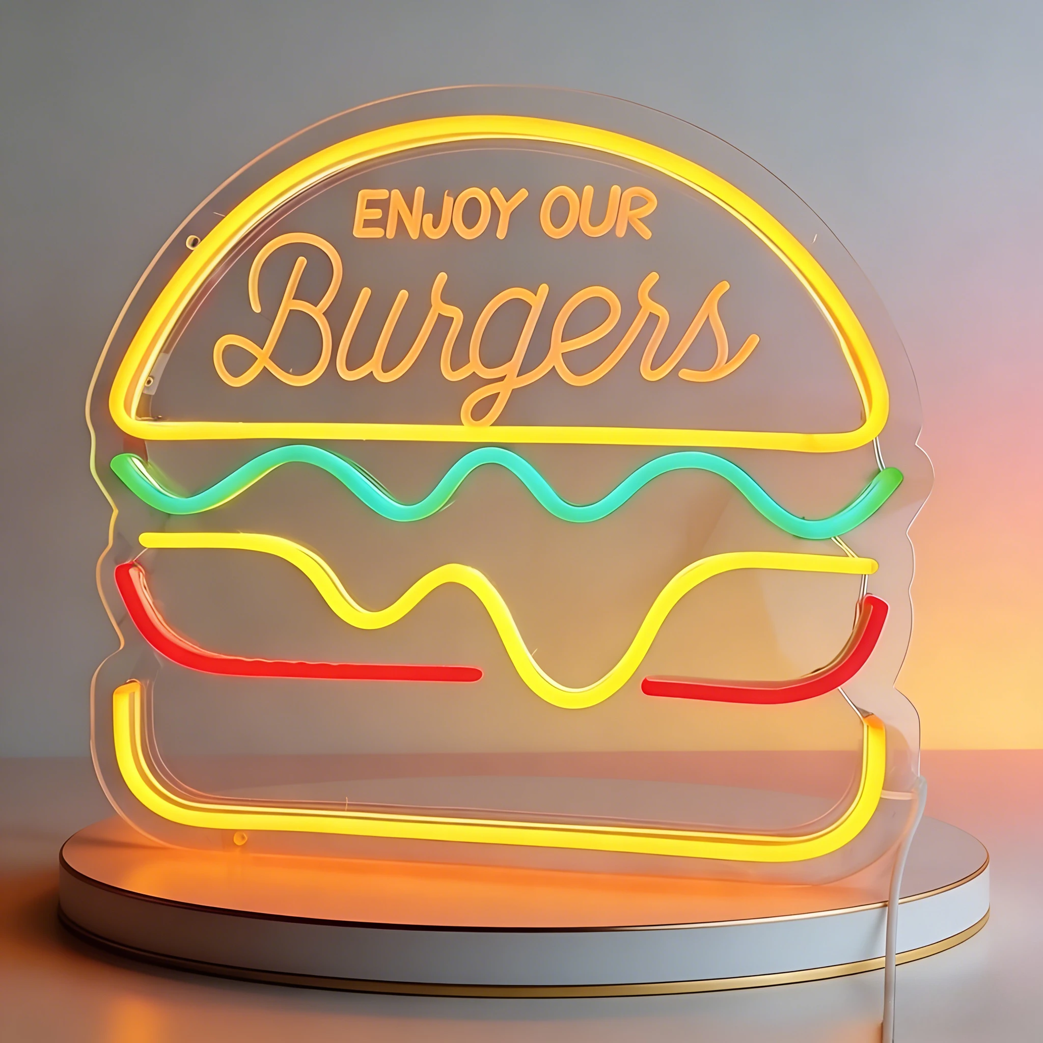 Pizza Burger Shop LED Neon Sign, USB Powered Multi-Color Wall Light for Bar Pub Restaurant Food Shop Business Home Decoration