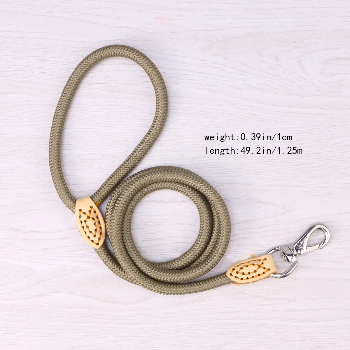 Smycz dla psa Climbers 1cm X 1.25m Beżowa Mocna Lina o Wysokiej Wytrzymałości na Rozciąganie Wytrzymałe Metalowe Zapięcie Nylonowa Treningowa