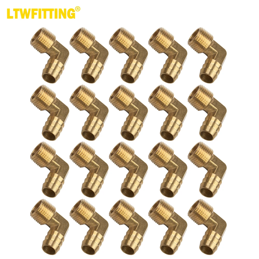 

LTWFITTING 90 Degree Elbow Brass Barb Fitting 5/8 ID Hose x 1/2-Inch Male NPT Fuel Boat Air(Pack of 20)