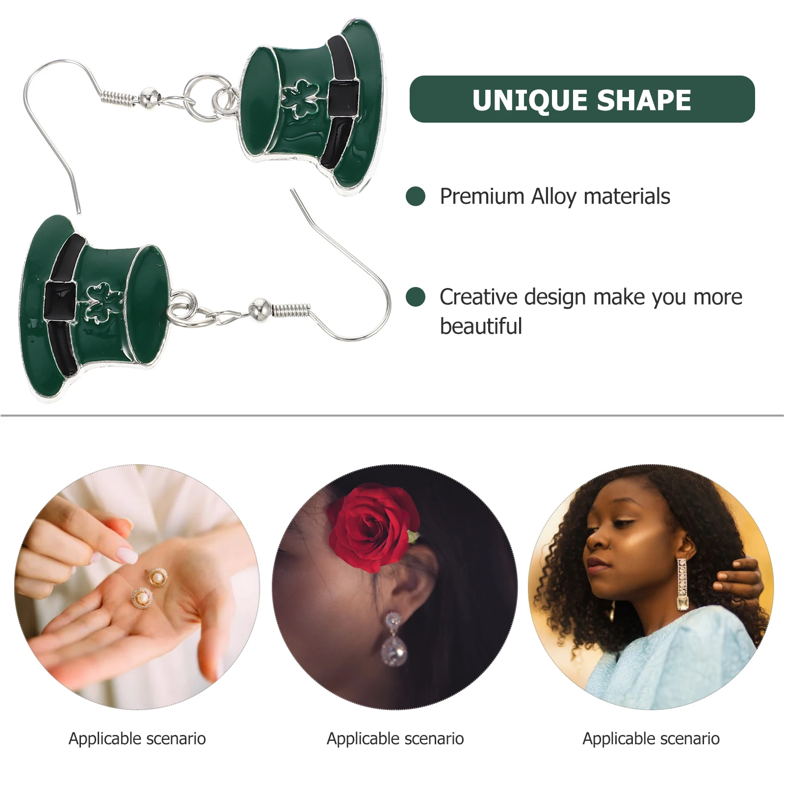 

Clover Top Hat Earrings St Patrick's Day St.patricks's Creative Shamrock Festival Zinc Alloy Irish Jewelry Dangle